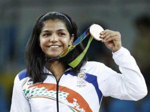 Ms. Sakshi Malik, wrestler of Indian Railways, India, won bronze medal in Womens 58 kg category, at the Rio Olympic Games-2016, Brazil on August 18, 2016.