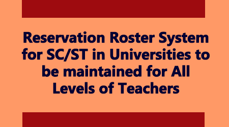 Reservation Roster System for SC ST in Universities