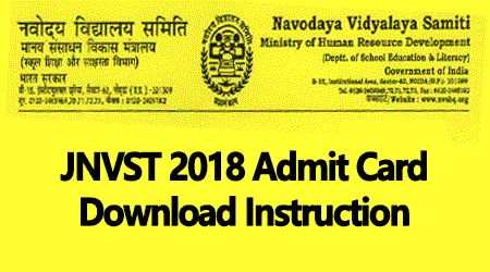 JNVST 2018 Admit Card Download