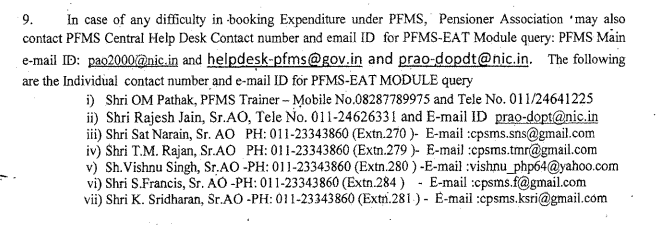  PFMS Central Help Desk Contact number and email ID