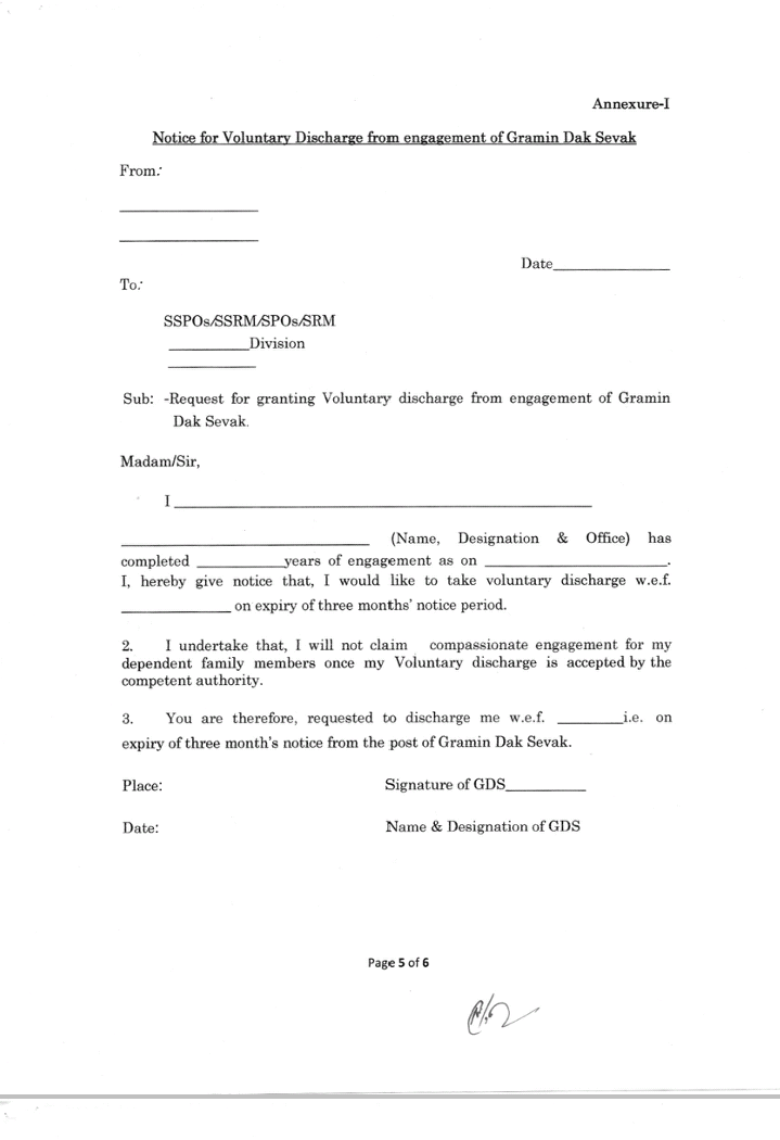 Introduction Of Voluntary Discharge Scheme For GDS Instructions