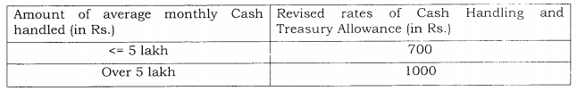 Cash Handling and Treasury Allowance 7th CPC rates