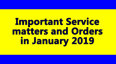Important Service matters in January 2019