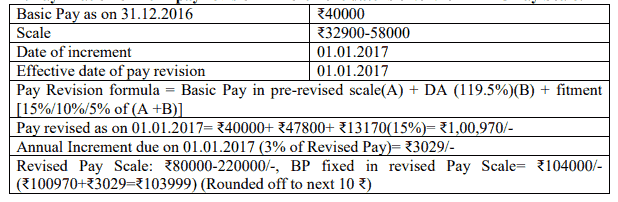 Pay fixation on 2017 pay revision if increment date is 01.01.2017 in E5 Pay Scale