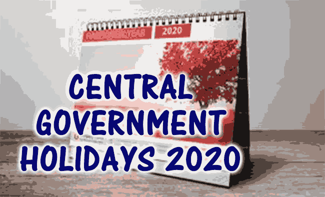 Central Government Holidays for 2020 - DoPT Order