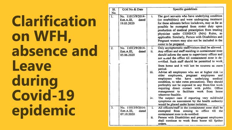 Clarification on WFH, absence and Leave during Covid-19 epidemic