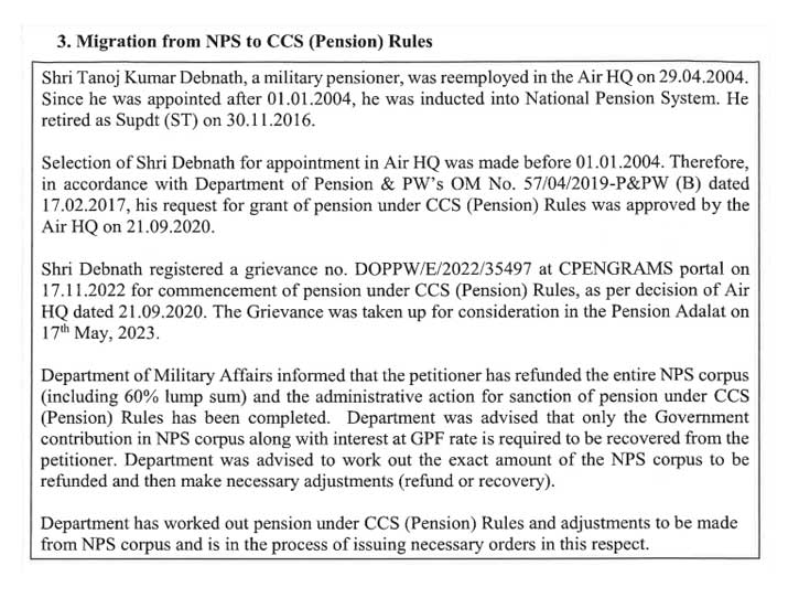 Migration from NPS to CCS Pension Rules - Gservants News